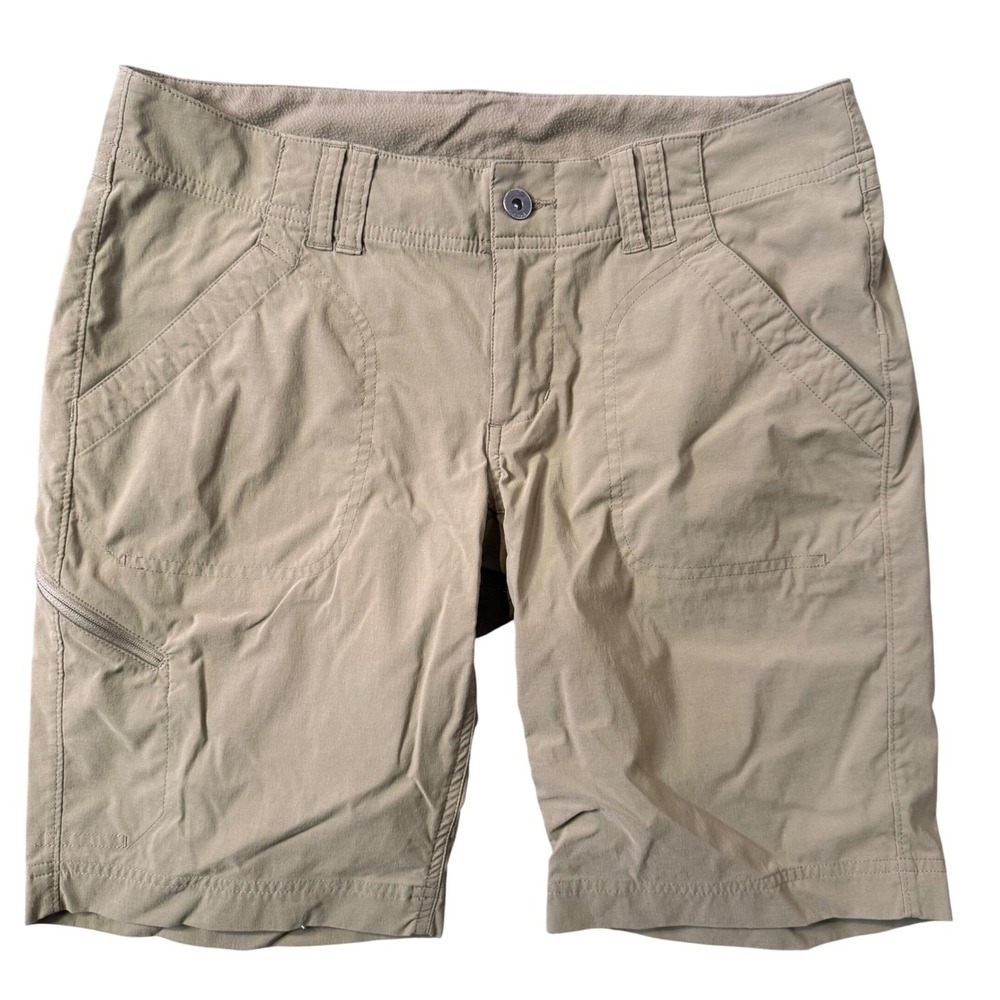 Marmot Womens Outdoor Hiking Shorts Size 8 Tan Nylon Stretch Cargo Pockets Gorp